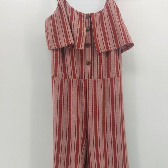 White Fawn Women's Jumpers Red White Stripped Size Large With Ruffles Buttons - Picture 7 of 9